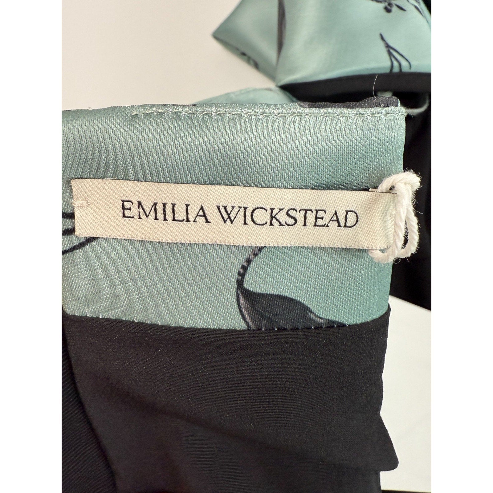 Emilia Wickstead Rose on Pistachio Melina Off Shoulder Dress  US 10 / UK 14