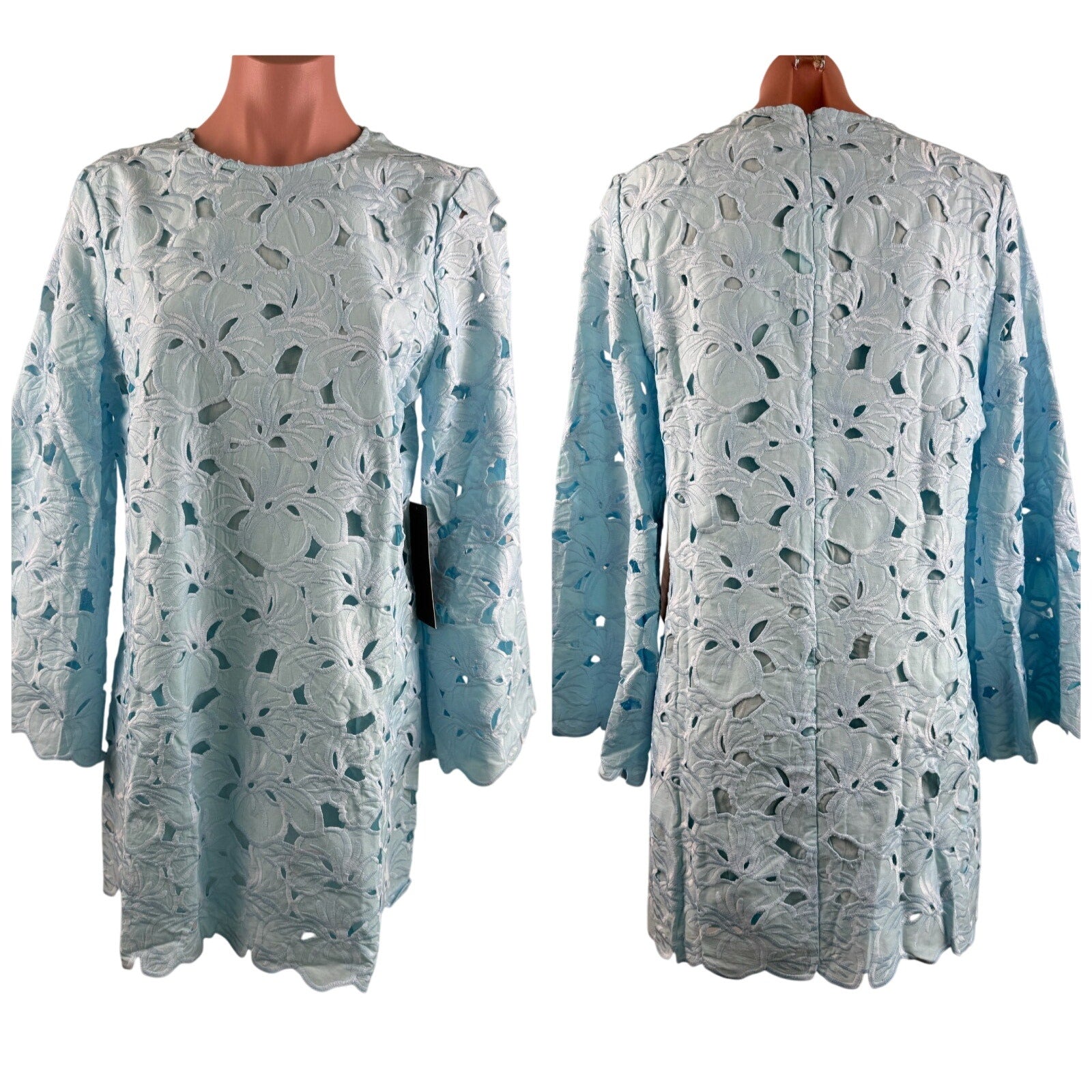 Tuckernuck Aqua Floral Lace Camilla Embroidered Floral Mini Dress Size XL