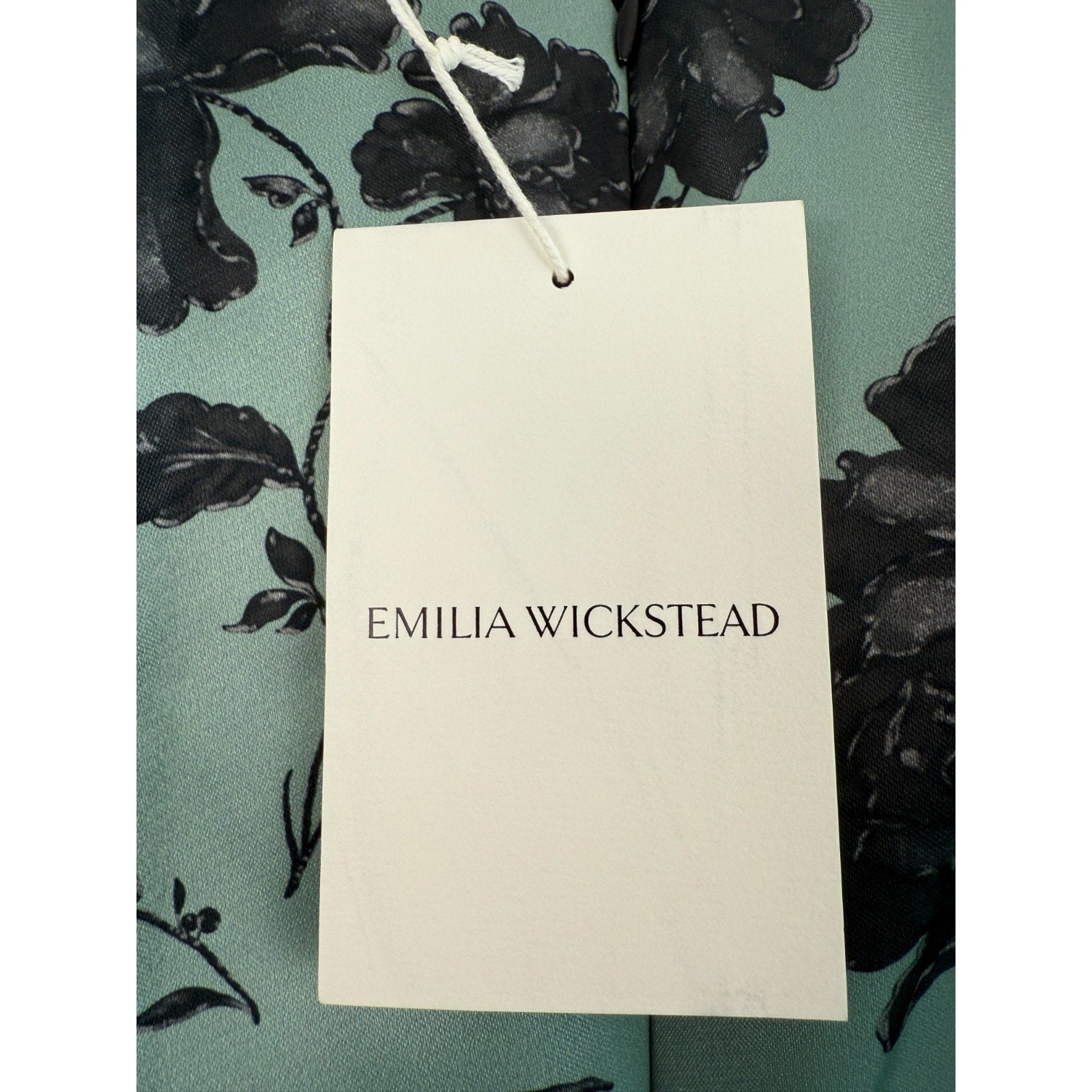 Emilia Wickstead Rose on Pistachio Melina Off Shoulder Dress  US 10 / UK 14