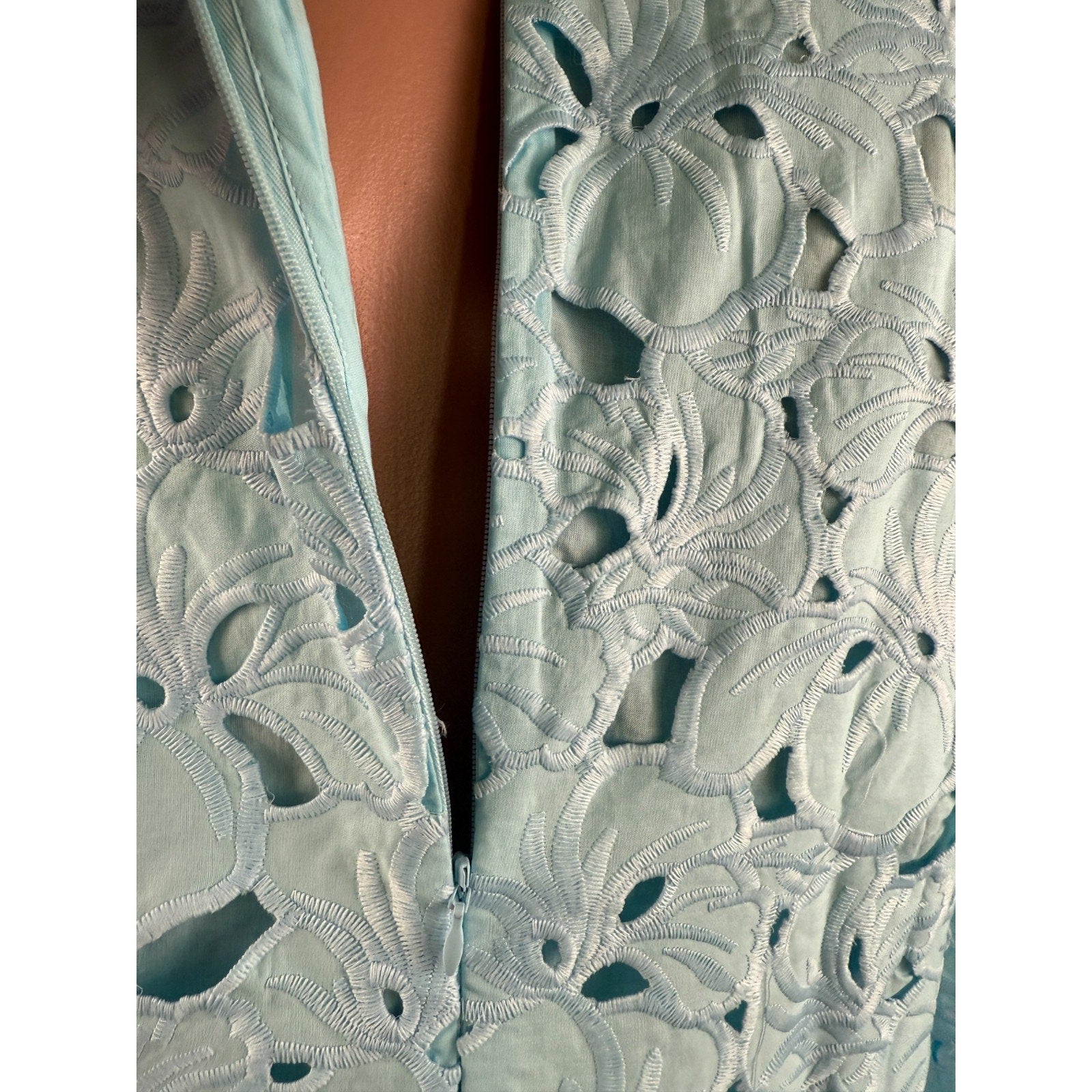 Tuckernuck Aqua Floral Lace Camilla Embroidered Floral Mini Dress Size XL
