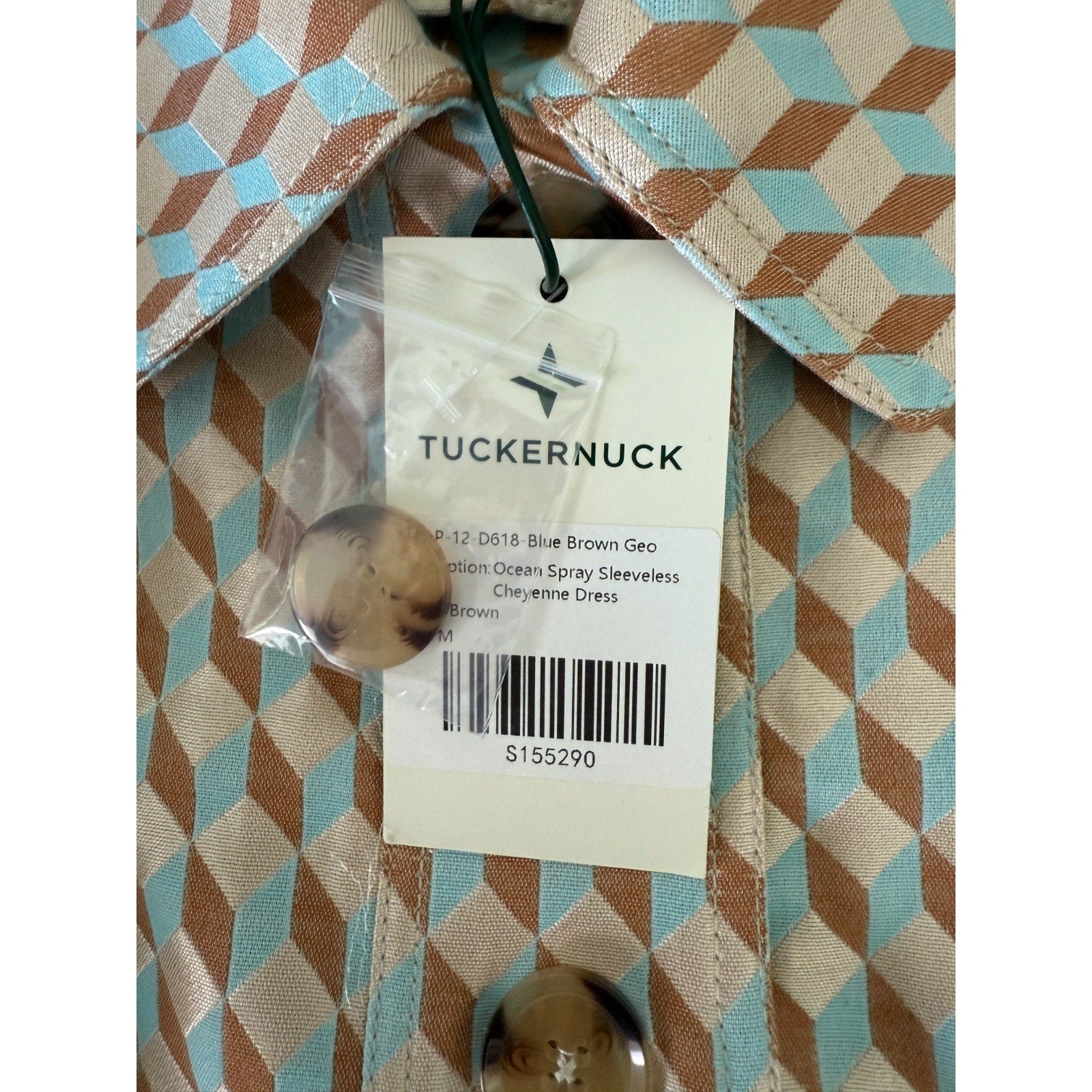 Tuckernuck Ocean Spray Sleeveless Cheyenne Button Closure Dress Beige Size M NWT