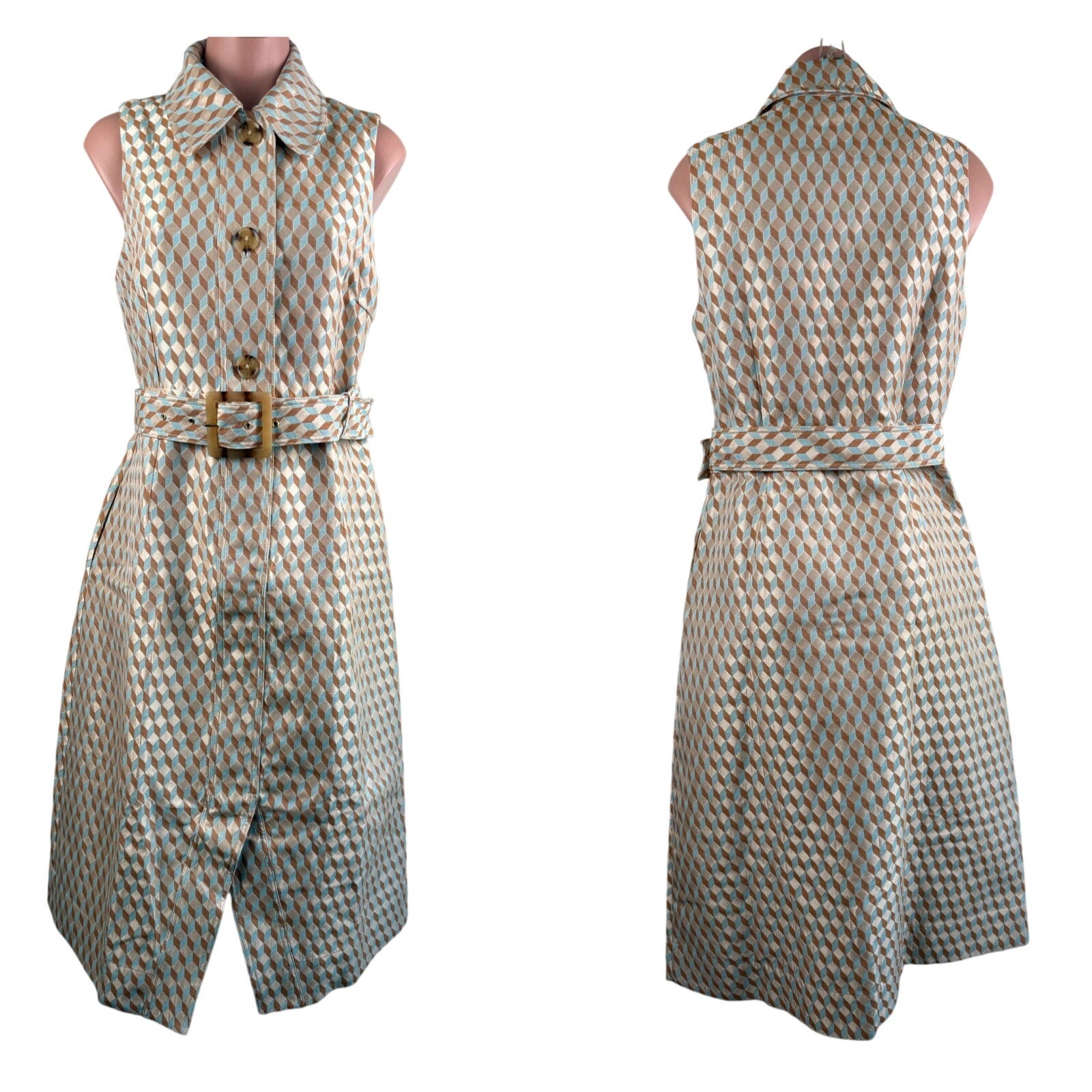 Tuckernuck Ocean Spray Sleeveless Cheyenne Button Closure Dress Beige Size M NWT