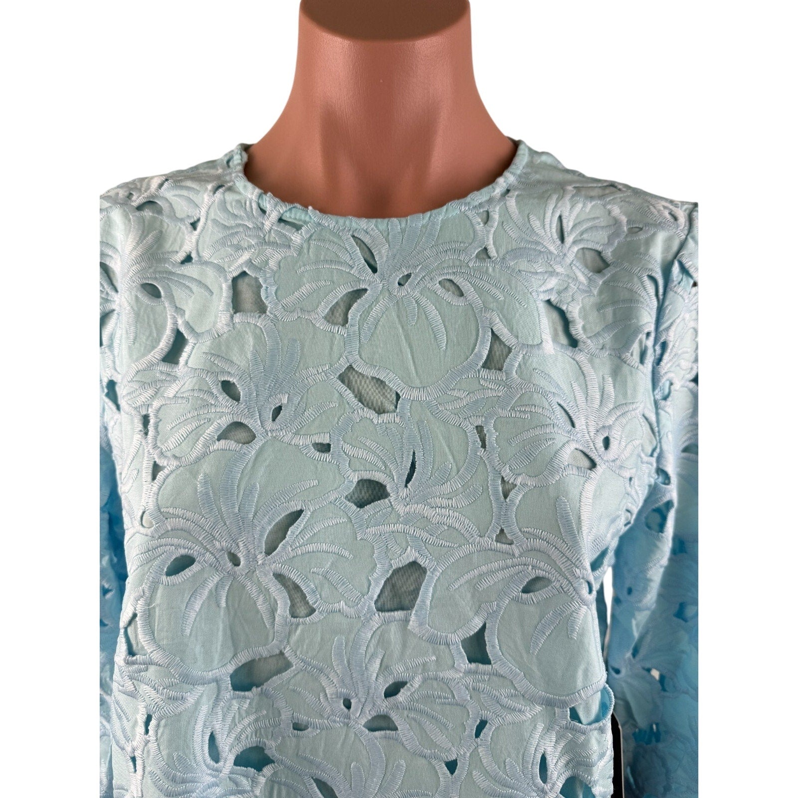 Tuckernuck Aqua Floral Lace Camilla Embroidered Floral Mini Dress Size XL