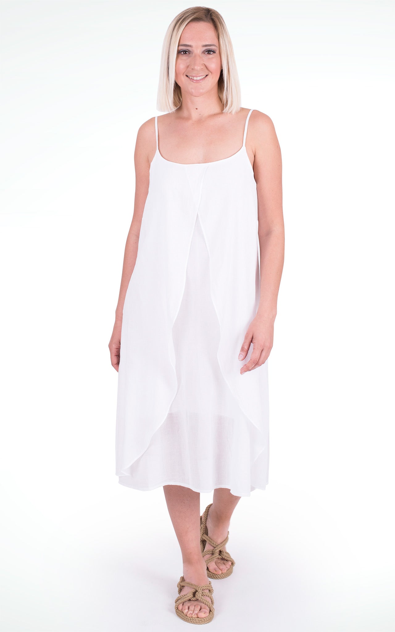 Women's Cotton Wrap Dress with Spaghetti Straps