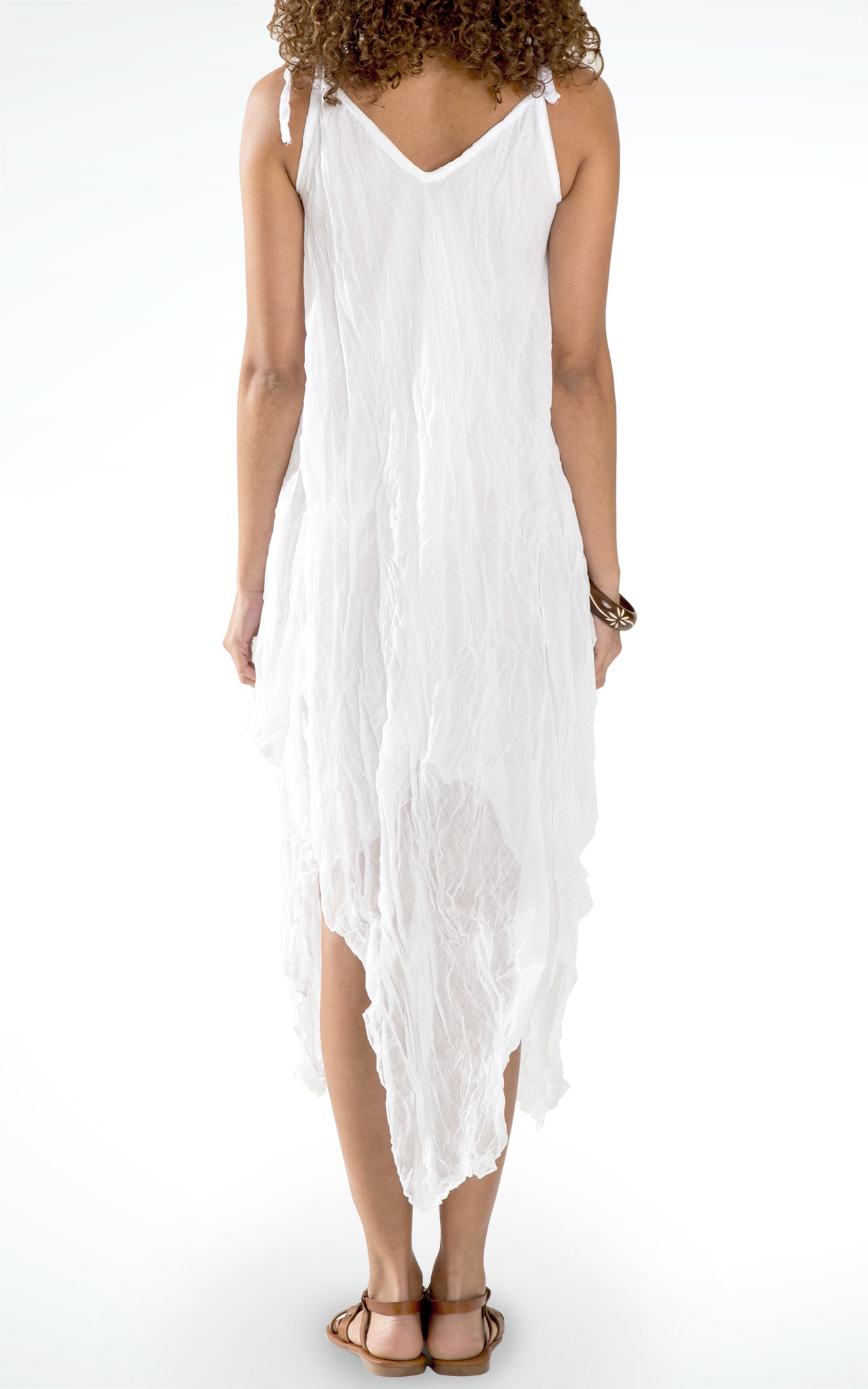 Women's Asymmetric White Cotton Long Dress