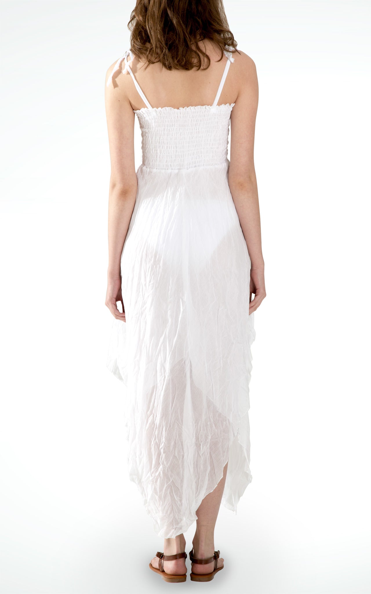 Women's White Cotton Dress with Elasticated Bust