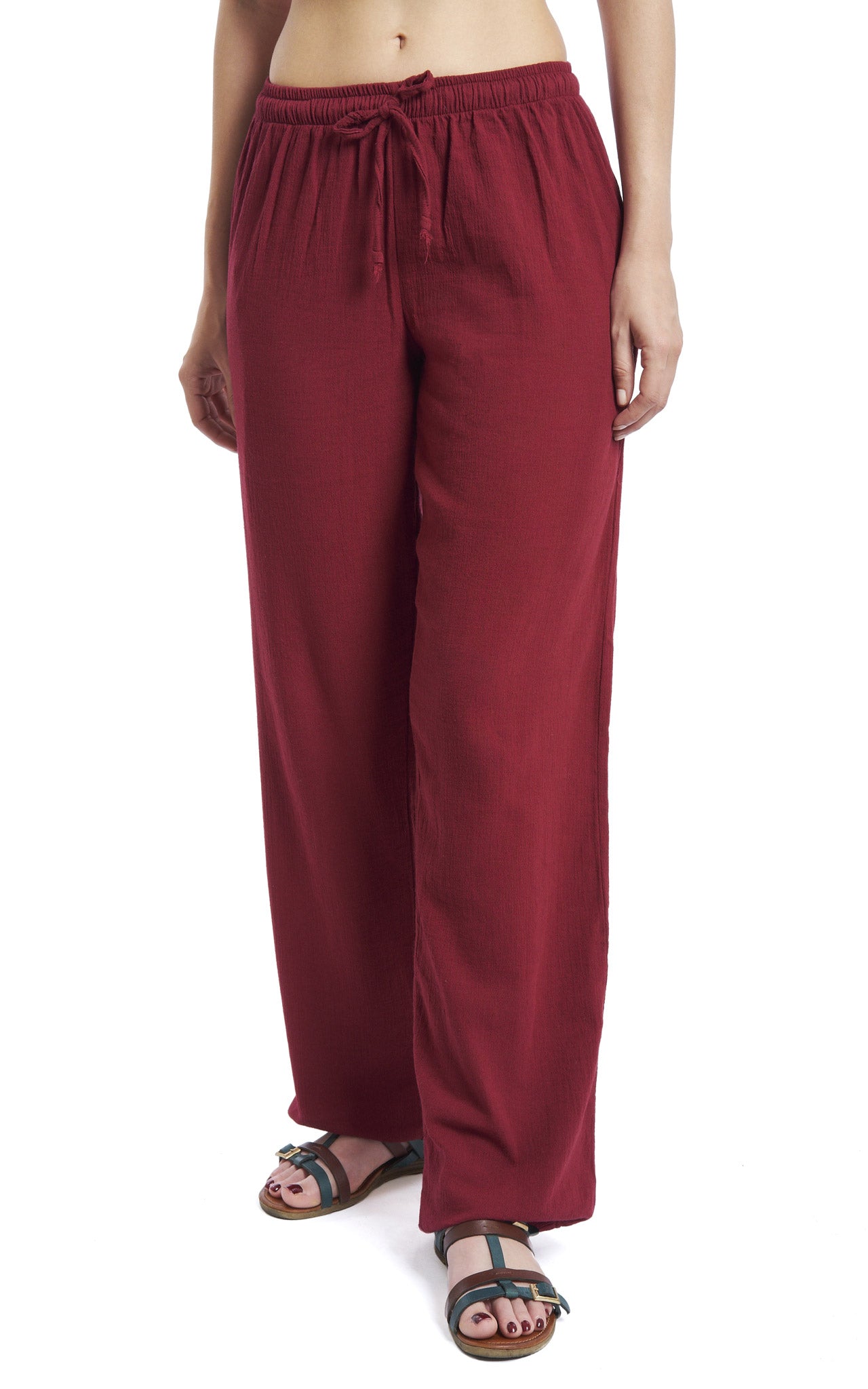 Women's Gauze Cotton Beach and PJ Pants (Burgundy)