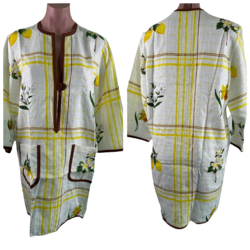 Oroton Summer Floral Picnic Button Closure Tunic Dress Vibrant Yellow Size 6