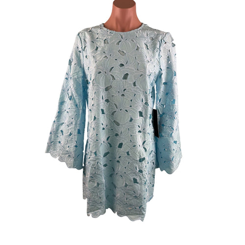Tuckernuck Aqua Floral Lace Camilla Embroidered Floral Mini Dress Size M