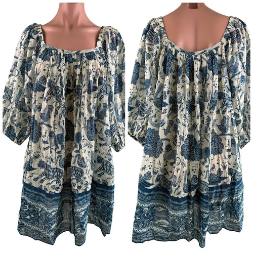 Rhode Sariska Safari Ruby Border Print Relaxed Fit Mini Dress  Size XS