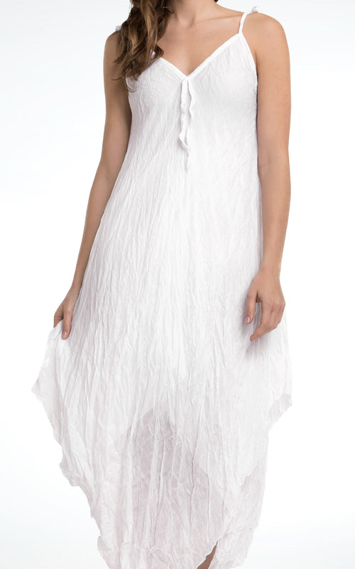 Women's Asymmetric White Cotton Long Dress