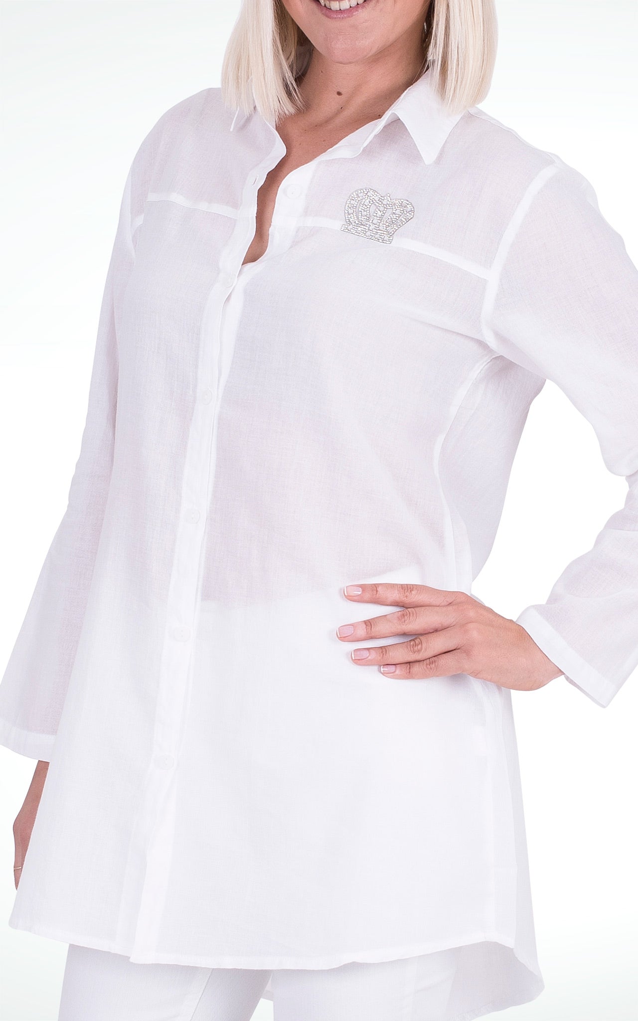Women's Long Sleeve White Cotton Shirt