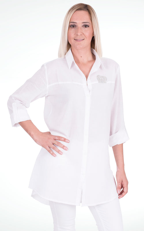 Women's Long Sleeve White Cotton Shirt