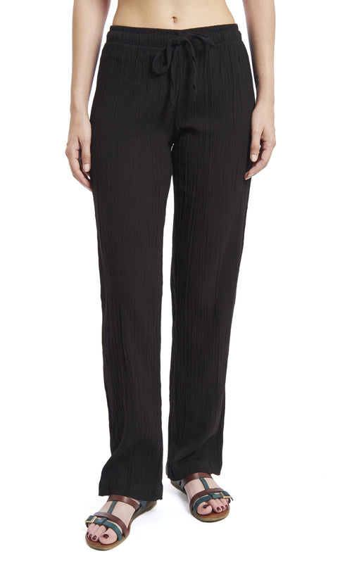 Women's Gauze Cotton Beach and PJ Pants (Black)