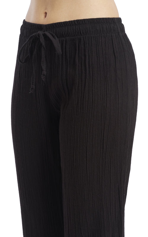 Women's Gauze Cotton Beach and PJ Pants (Black)