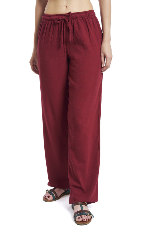 Women's Gauze Cotton Beach and PJ Pants (Burgundy)