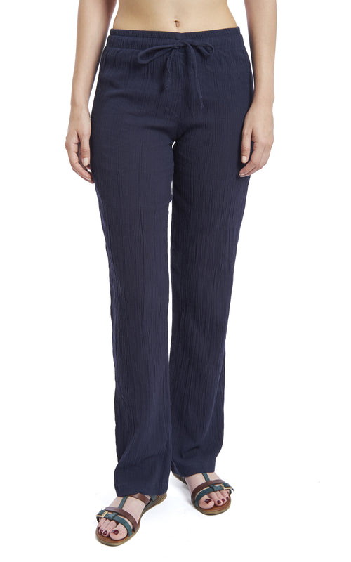 Women's Gauze Cotton Beach and PJ Pants (Navy Blue)