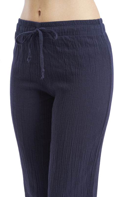 Women's Gauze Cotton Beach and PJ Pants (Navy Blue)