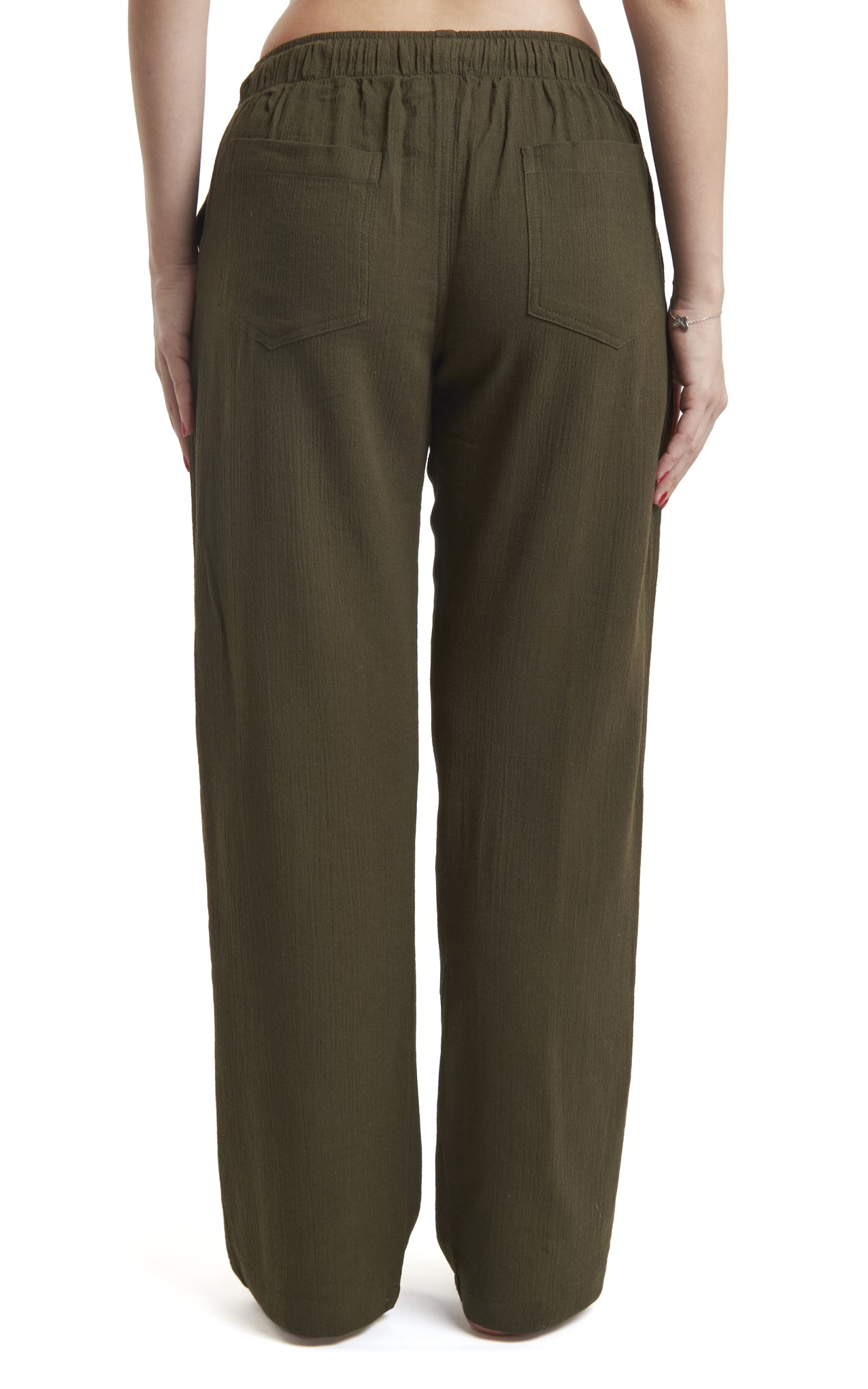 Women's Gauze Cotton PJ & Beach Pants with Pockets (Green)