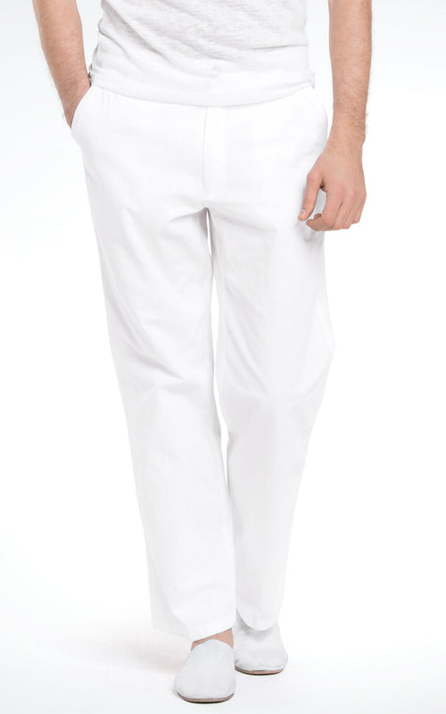 Men's Relaxed Casual White Cotton Beach Pants