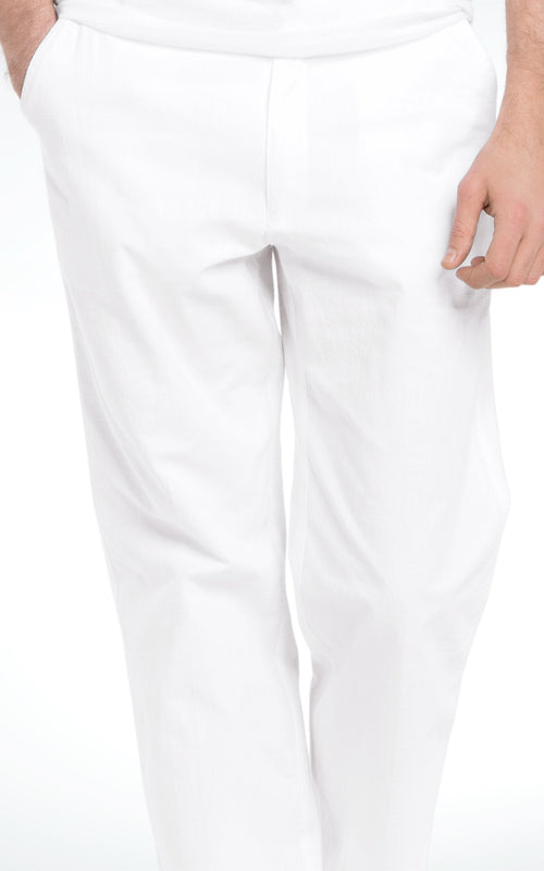 Men's Relaxed Casual White Cotton Beach Pants