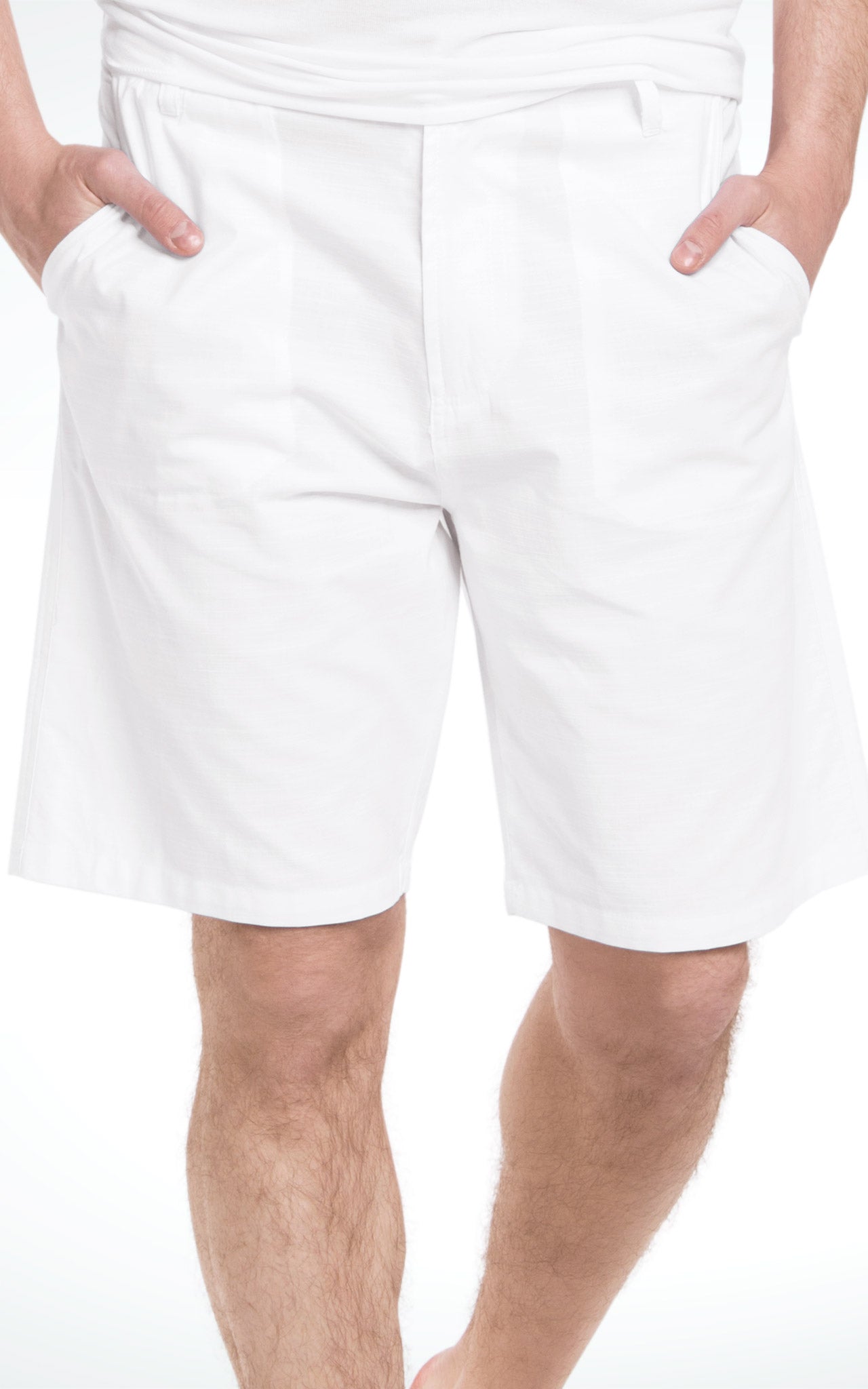 Men's Relaxed Casual White Cotton Beach Short