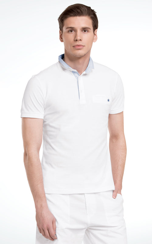 Men's Short Sleeve Mandarin Collar Cotton T-Shirt
