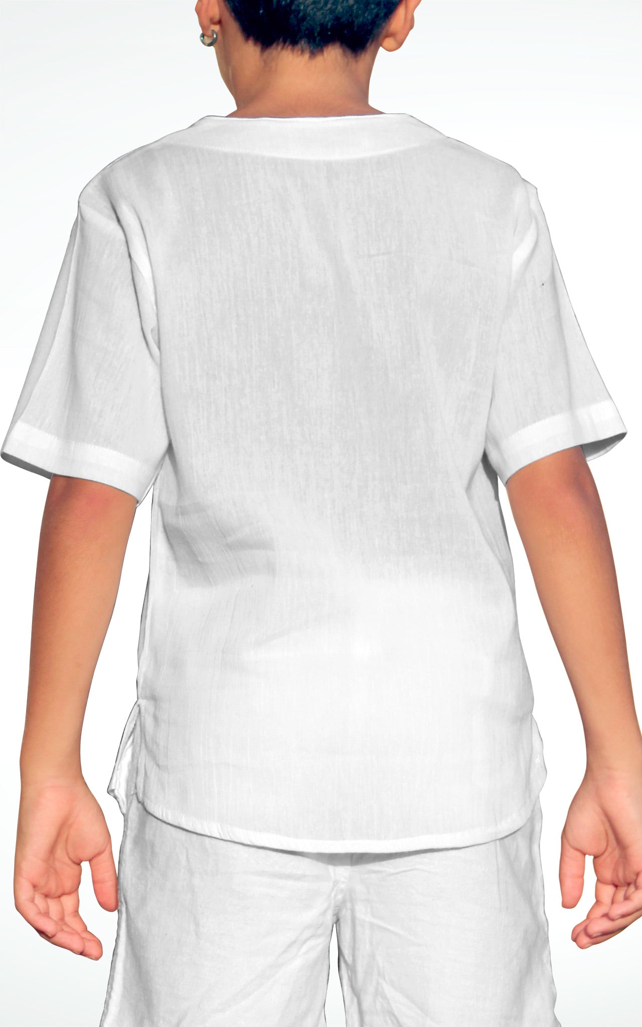 Boys' Lace Up Short Sleeve White Cotton T-Shirt