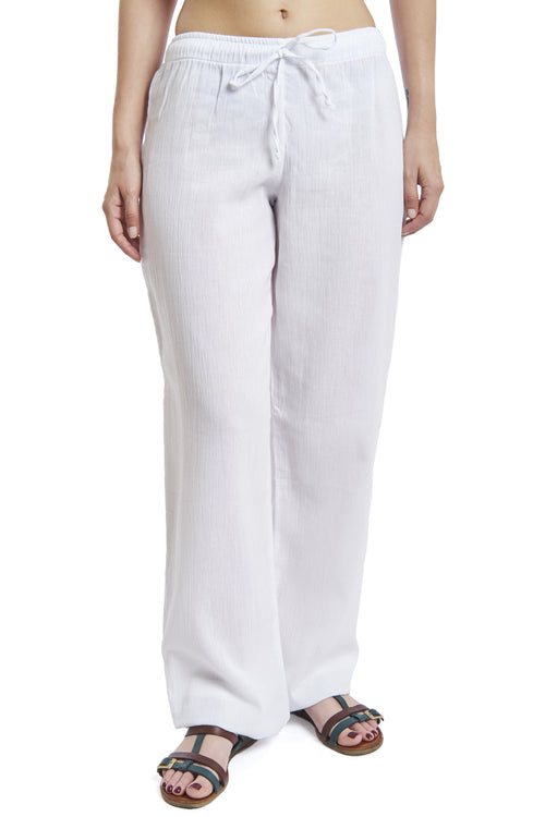 Women's Gauze Cotton Beach and PJ Pants (White)