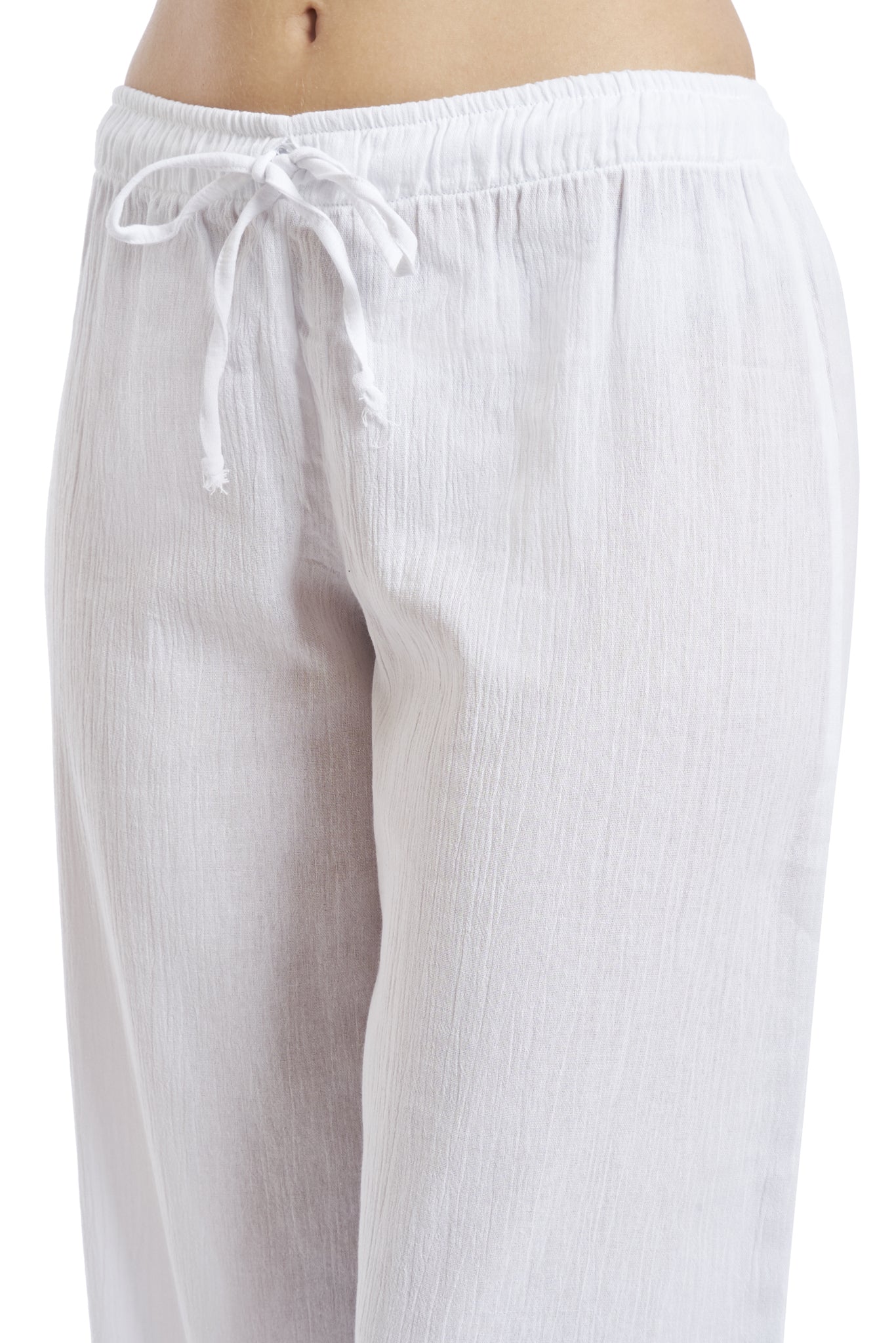 Women's Gauze Cotton Beach and PJ Pants (White)