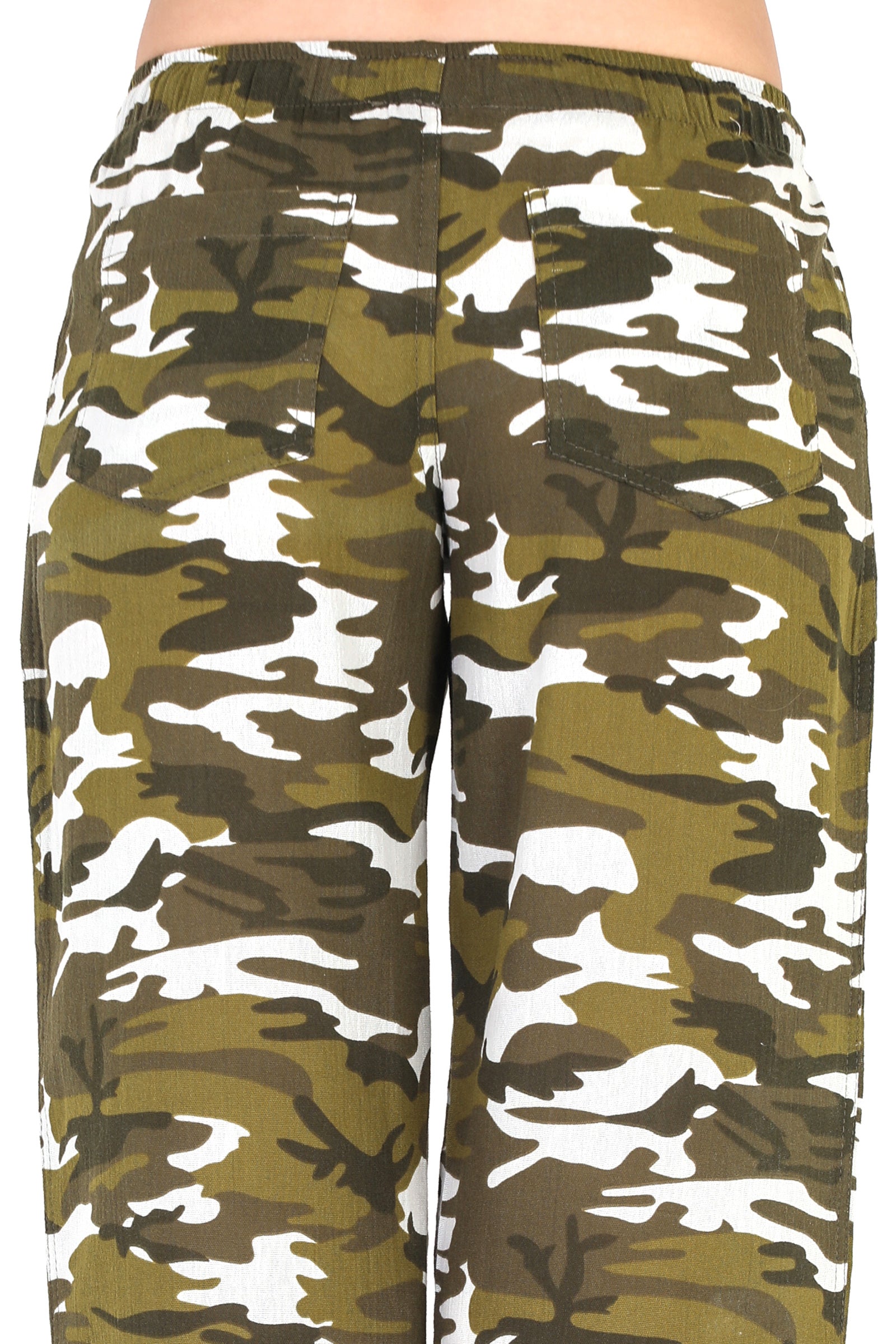 Women's Gauze Cotton PJ & Beach Pants with Pockets (Green Camo)