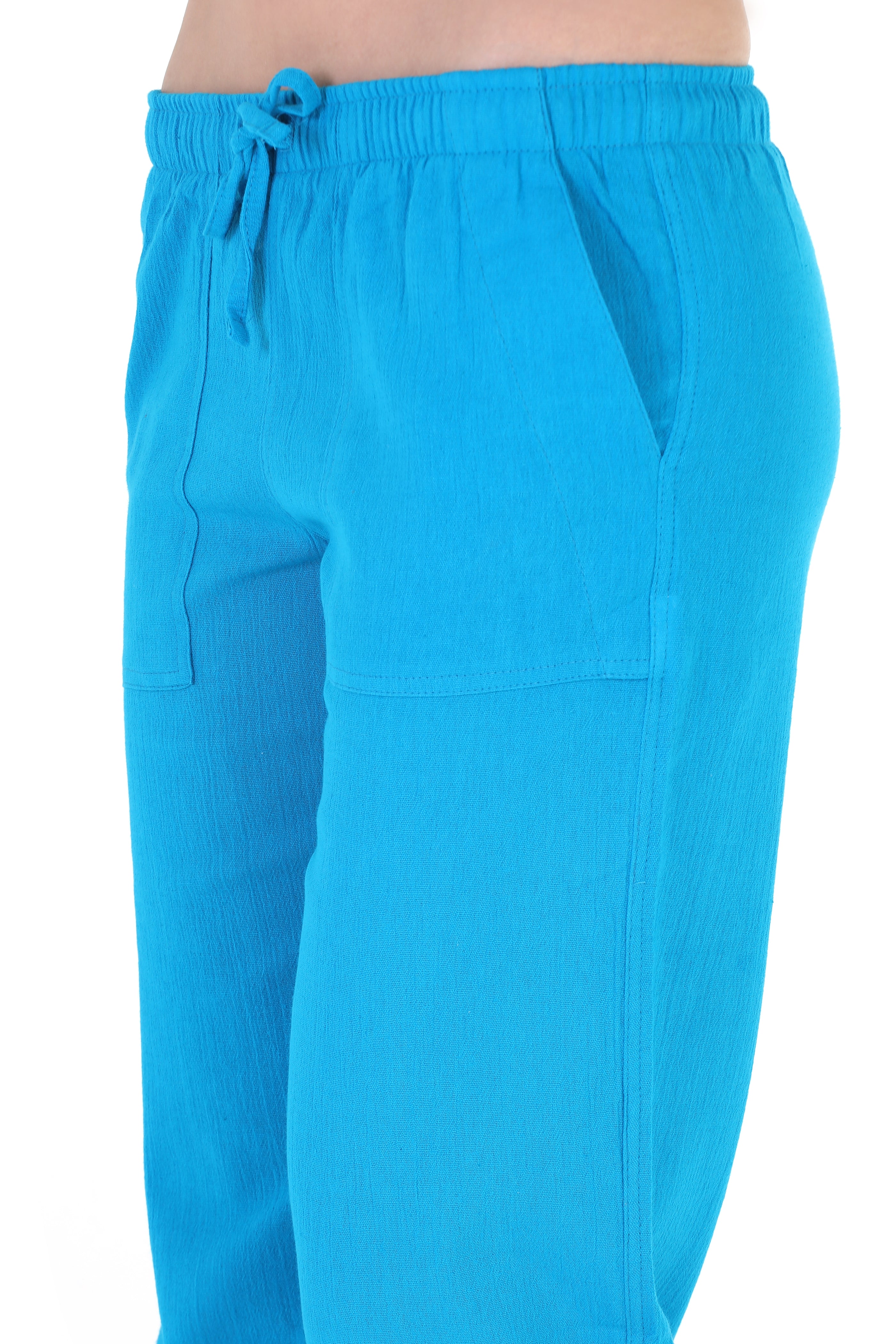 Women's Gauze Cotton Capri Beach Pants with Pockets